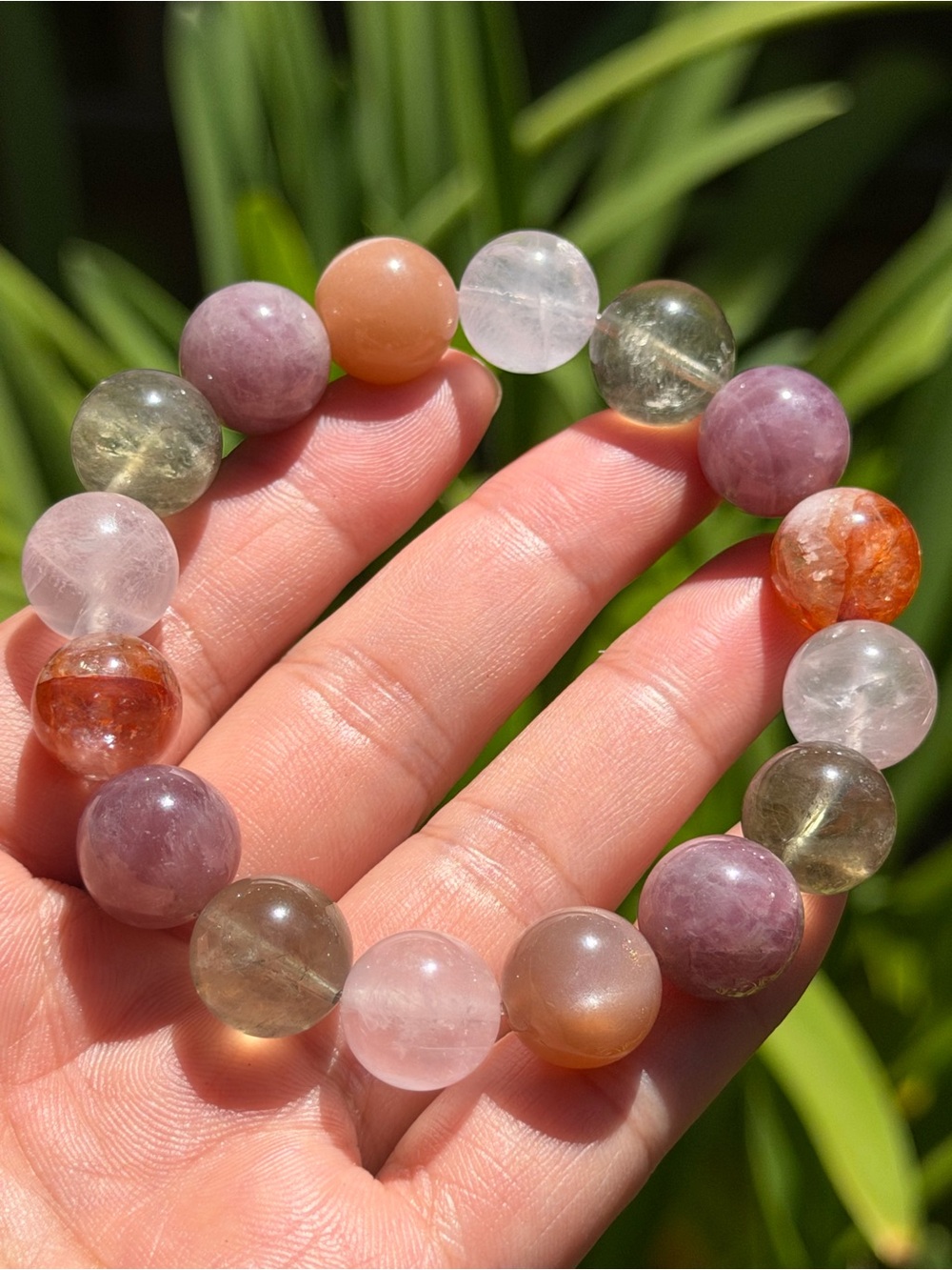 13mm multistone rainbow color gem stone crystal bracelet 1964